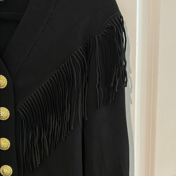 Black Fringed Cardigan with Gold Buttons - Picture 5 of 14